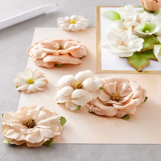 12 Packs: 8 ct. (96 total) Brown Mixed Flower Embellishments by Recollections™